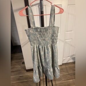 Lush Blue and Gray Paisley Patterned Dress